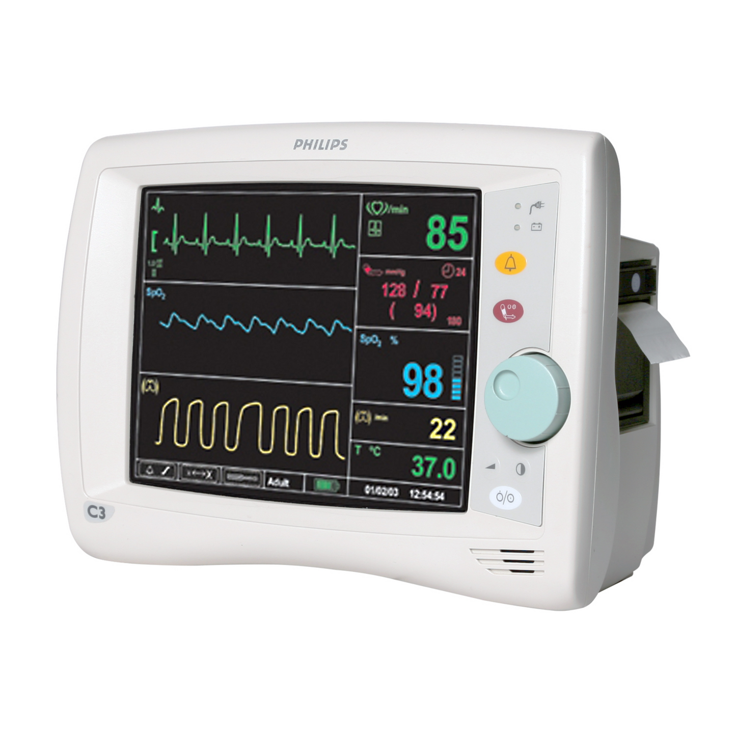 Philips C3 Patient Monitor – Portable Multi-Parameter Bedside Monitor
Philips C3 Monitor with ECG, SpO₂, and NIBP Monitoring
Philips C3 Patient Monitor for Hospitals and Clinics