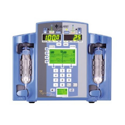 Alaris Signature 7230 volumetric infusion pump

CareFusion Alaris 7230 IV pump for hospital use

Alaris Signature Series 7230 infusion pump with safety alarms