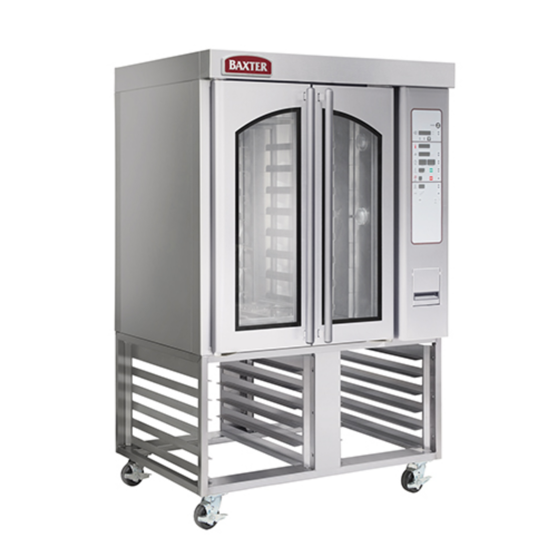Baxter OV310G Gas Mini Rotating Rack Oven – 95,000 BTU stainless steel commercial bakery oven with rotating rack and steam injection system.