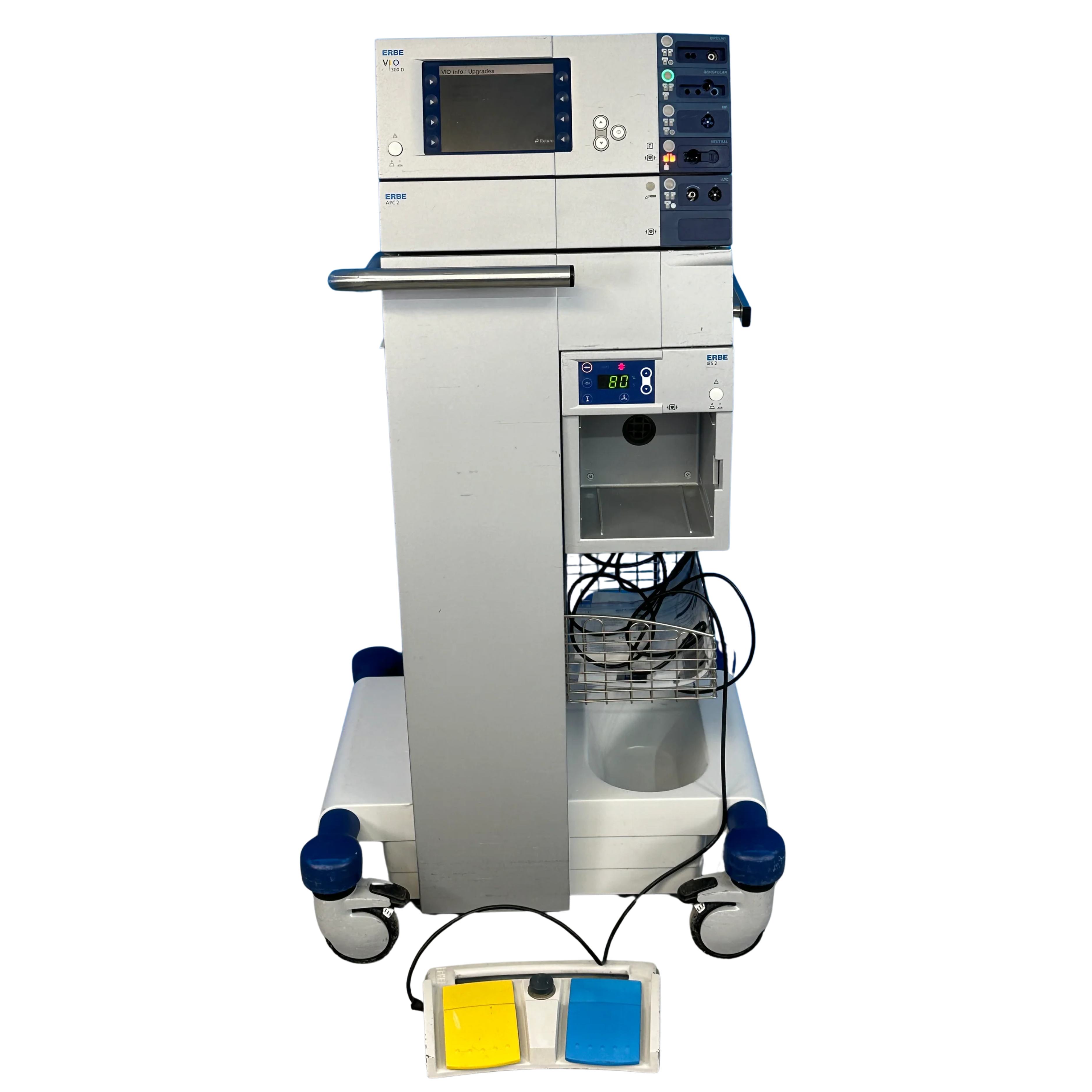 Erbe Vio 300D Electrosurgical Unit with APC 2, Footpedal, and Cart – High-Performance Surgical Energy System