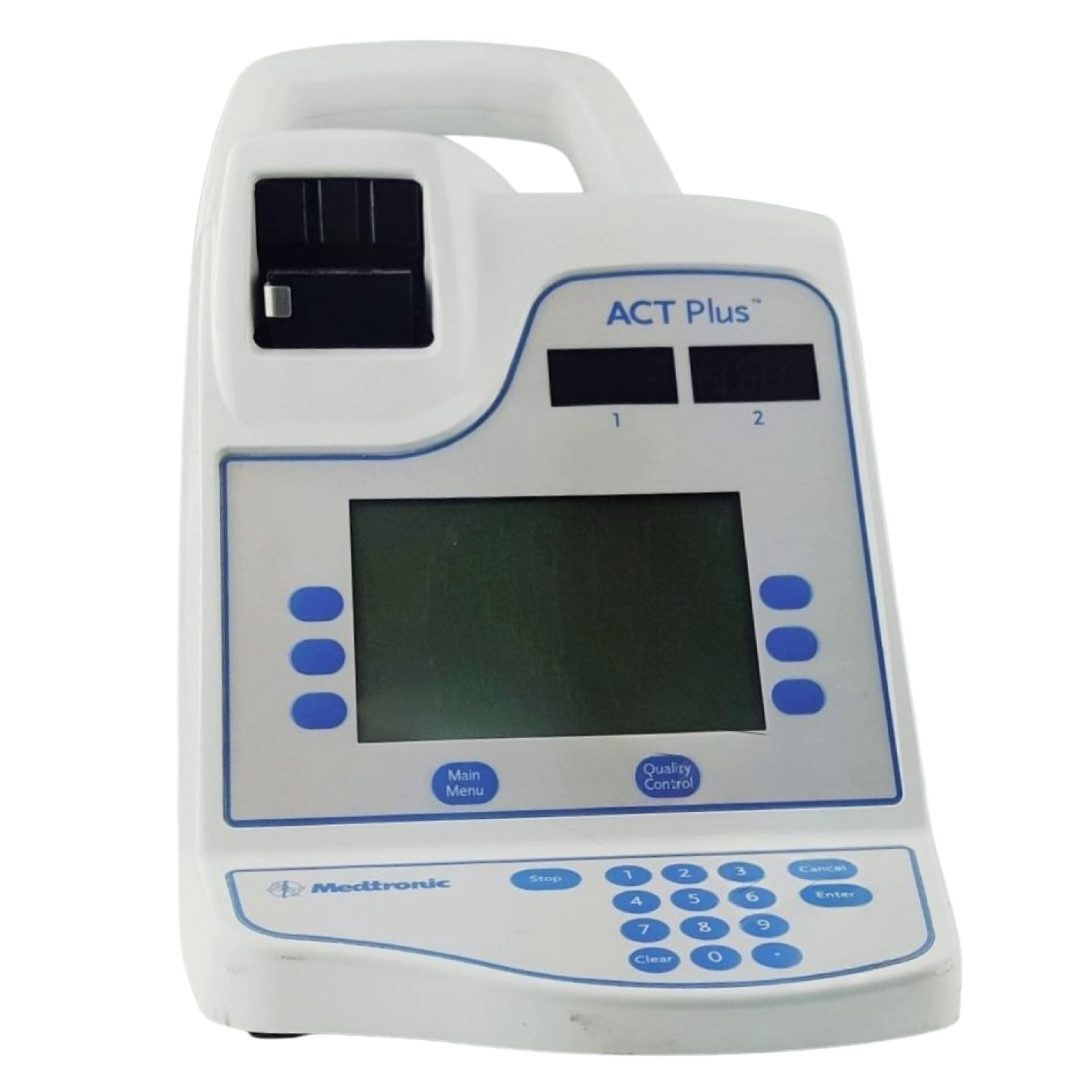 Medtronic ACT Plus Automated Coagulation Timer System REF ACT100, front view with LCD display