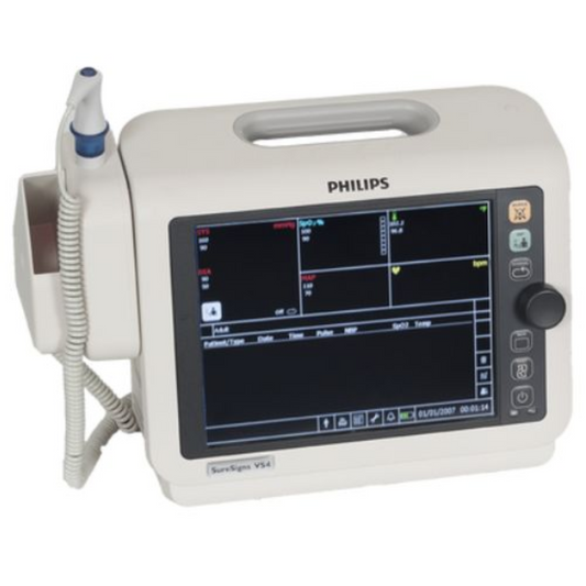 Philips SureSigns VS4 Vital Signs Monitor

Philips VS4 Portable Vital Signs Monitoring System

Philips SureSigns VS4 Hospital Bedside Monitor